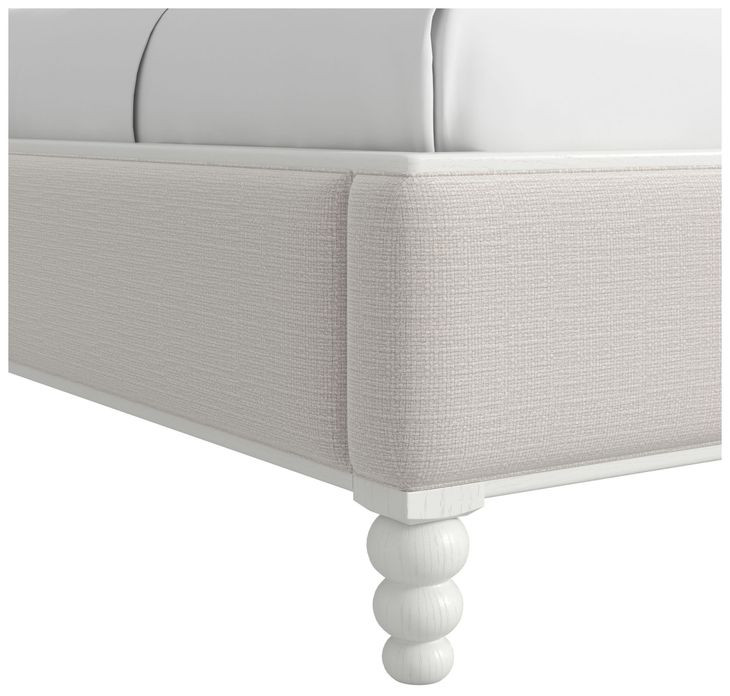 Haven Warm White and Ivory King Upholstered Panel Bed