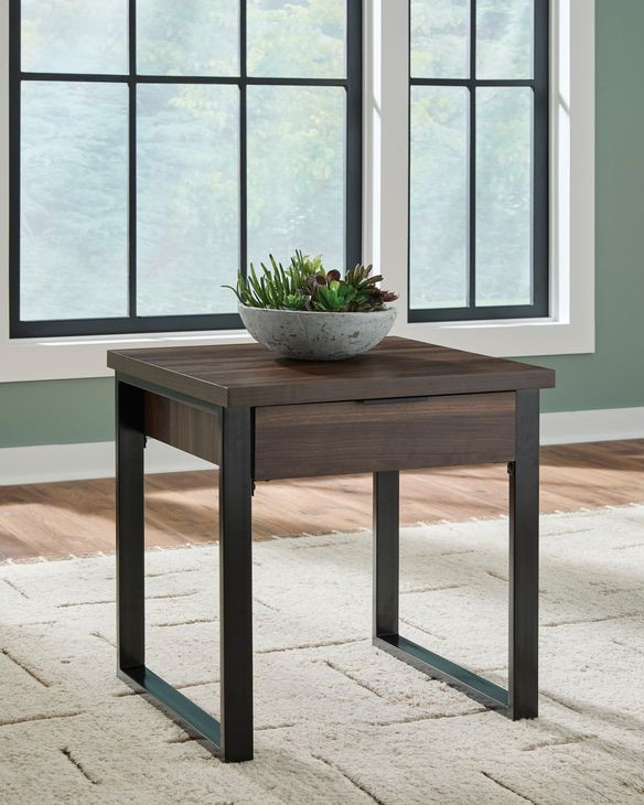 Wickman Falls Dark Brown and Black Square End Table