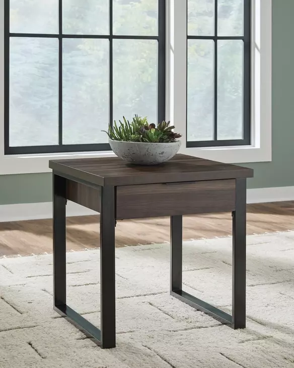 Wickman Falls Dark Brown and Black Square End Table