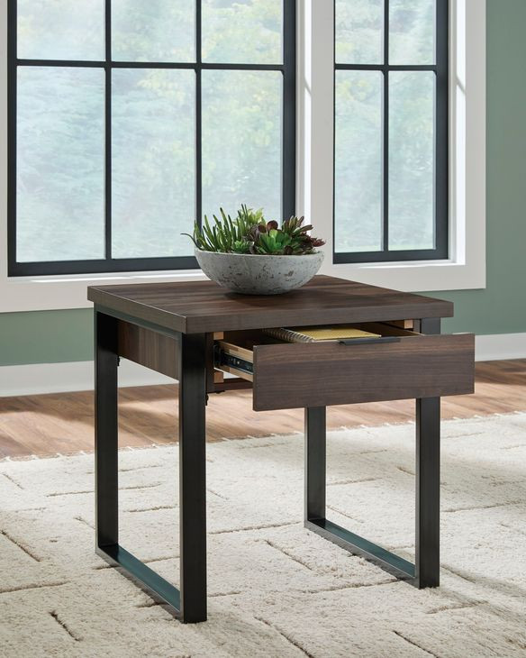Wickman Falls Dark Brown and Black Square End Table