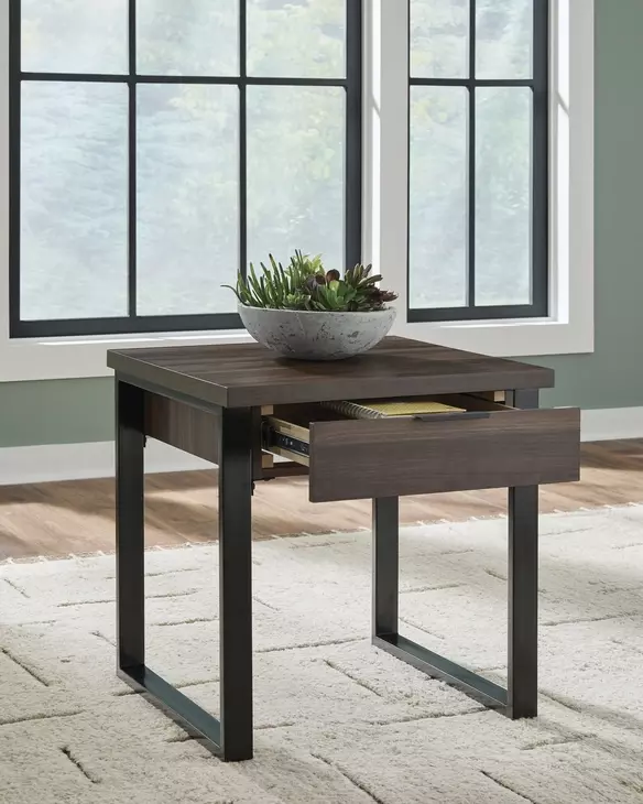 Wickman Falls Dark Brown and Black Square End Table