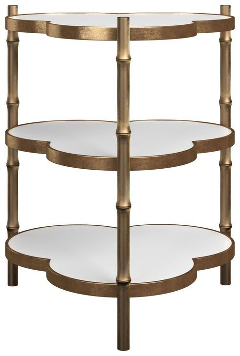 Eave Antique Brass and Milk Glass Free Form Accent Table