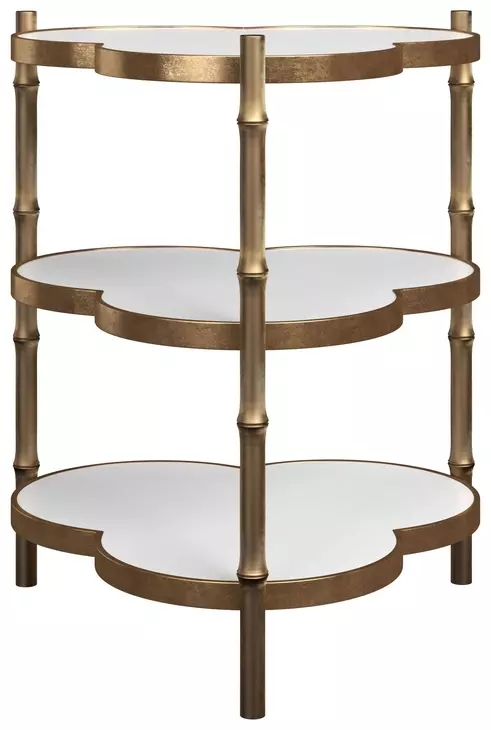Eave Antique Brass and Milk Glass Free Form Accent Table