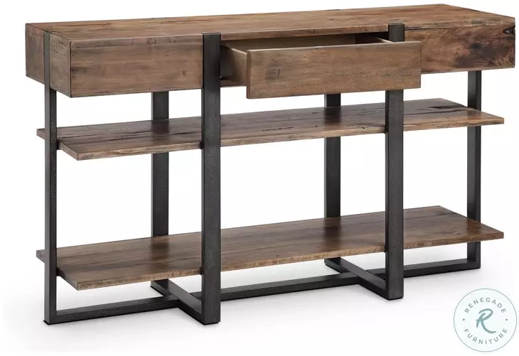 Prescott Rustic Honey And Distressed Iron Large Rectangular Occasional Table Set