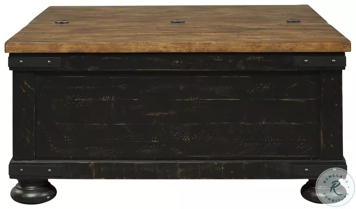 Valebeck Black and Brown Square Lift Top Cocktail Table From Home