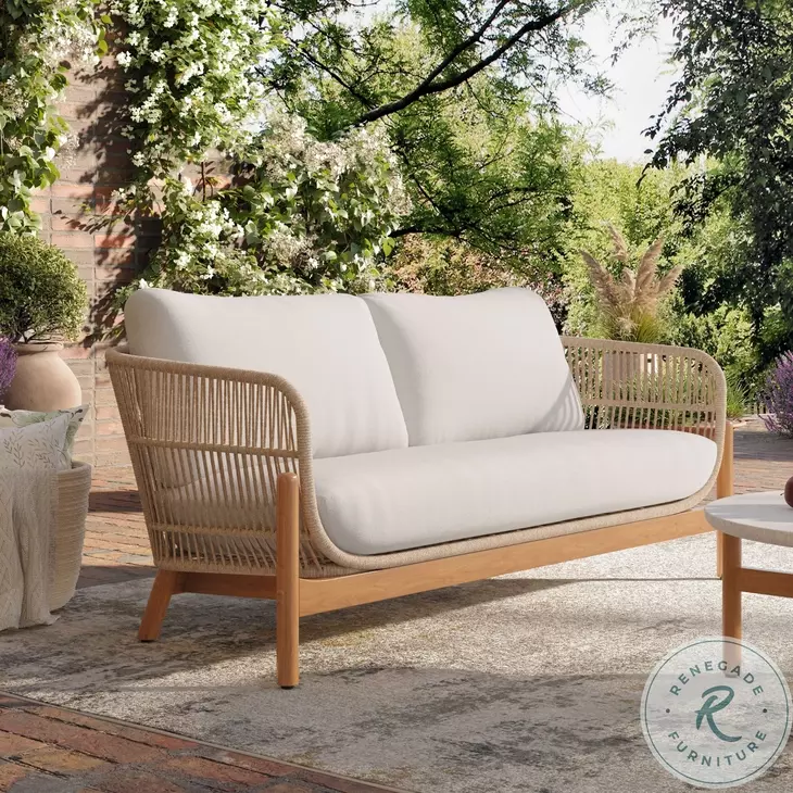 Solstice Beige Linen Outdoor Loveseat