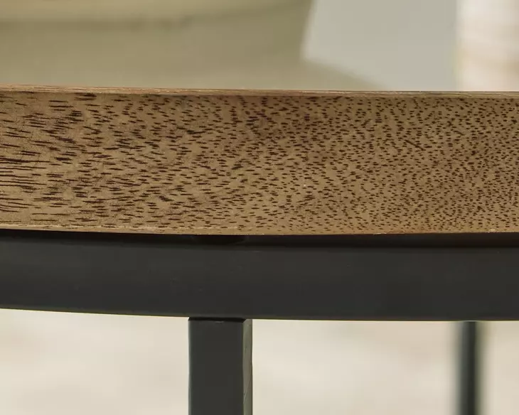 Noraluna Medium Brown and Black Round Glass Top Cocktail Table