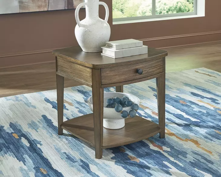 Burkbyer Brown Rectangular End Table