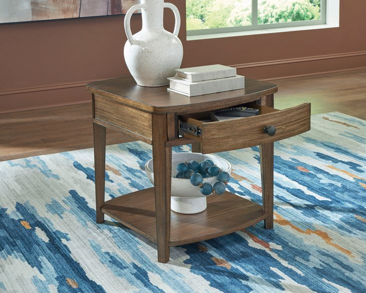 Burkbyer Brown Rectangular End Table