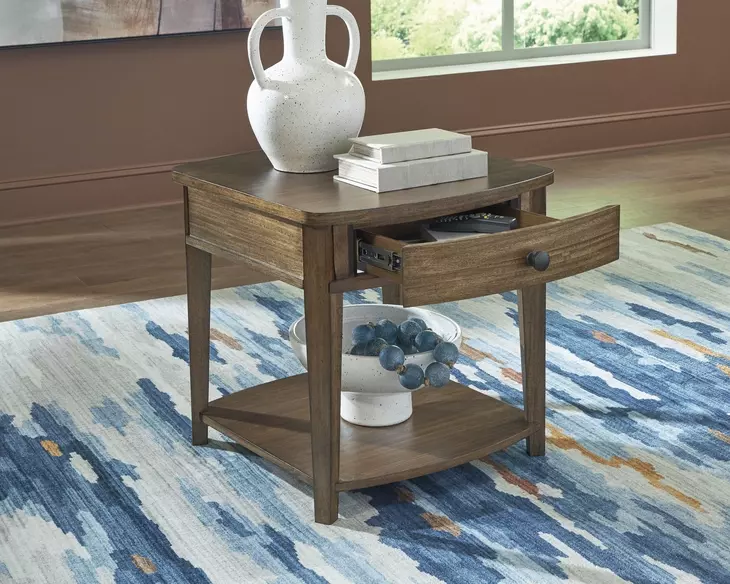 Burkbyer Brown Rectangular End Table