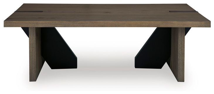 Kandinew Medium Brown and Black Rectangular Cocktail Table