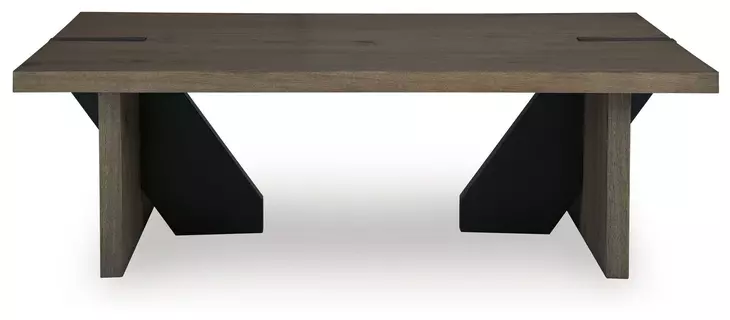 Kandinew Medium Brown and Black Rectangular Cocktail Table