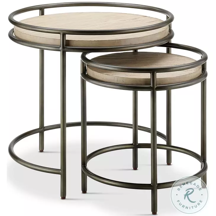 Cena Natural And Vintage Nickel Nesting End Table