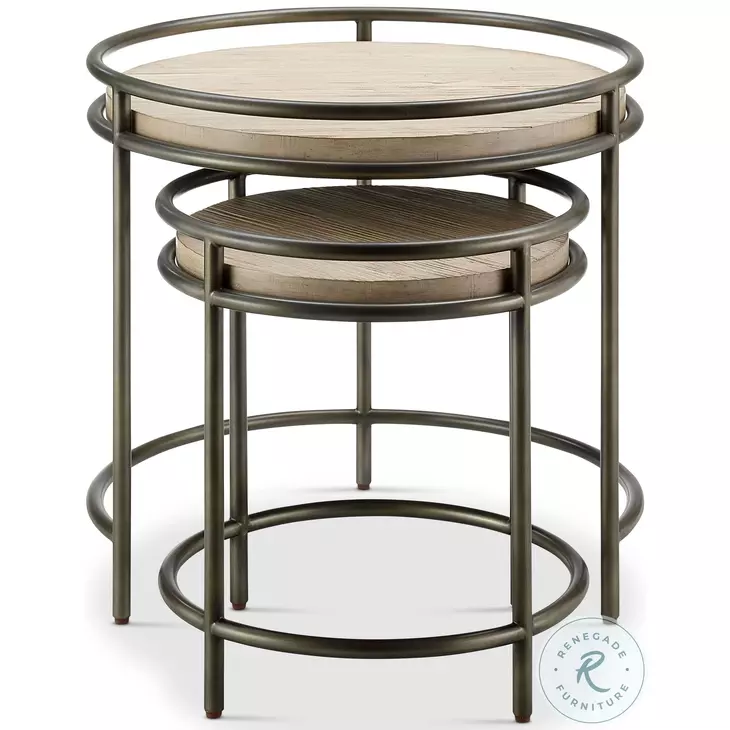 Cena Natural And Vintage Nickel Nesting End Table