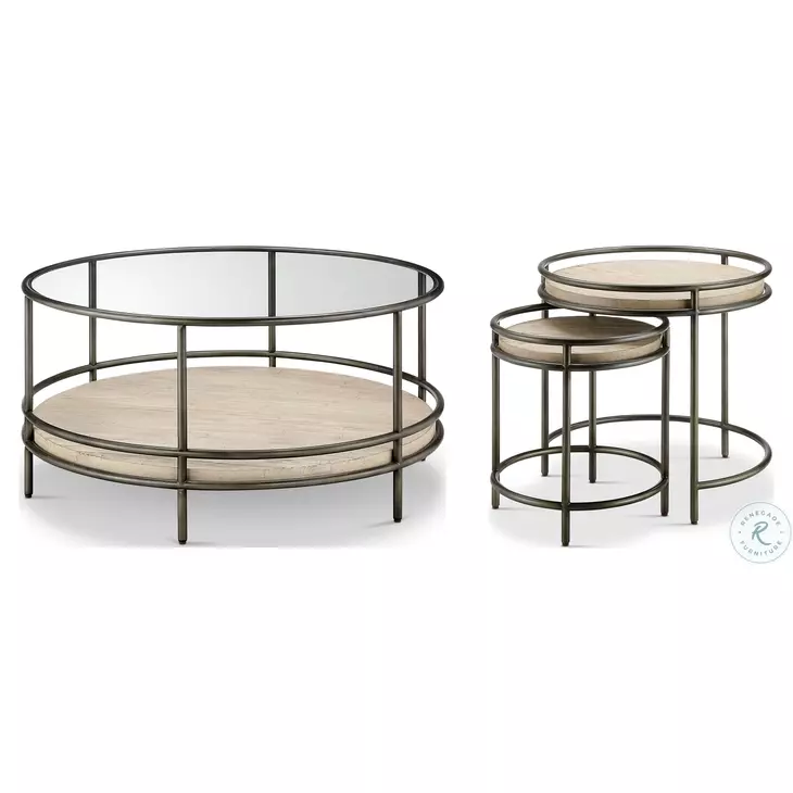 Cena Natural And Vintage Nickel Nesting End Table