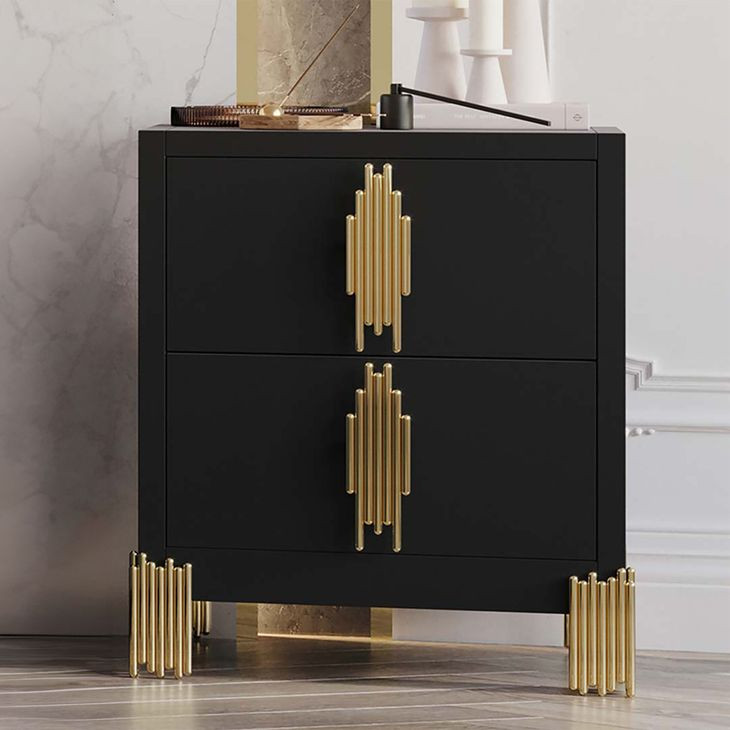 Empire Black 2 Drawer Nightstand