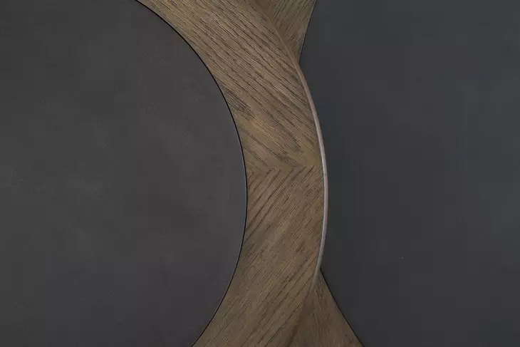 Dontayne Warm Brown and Dark Gray Round Cocktail Table