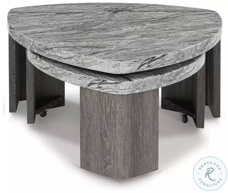 Surmour Gray and Brown Stacked Cocktail Table