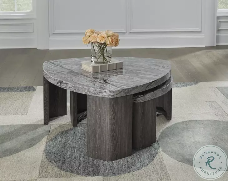 Surmour Gray and Brown Stacked Occasional Table Set