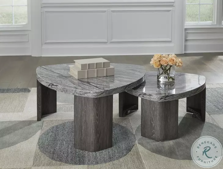 Surmour Gray and Brown Stacked Occasional Table Set