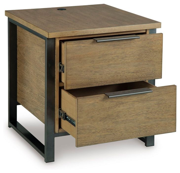 Montia Light Brown and Gunmetal Gray Square Lift Top Occasional Table Set