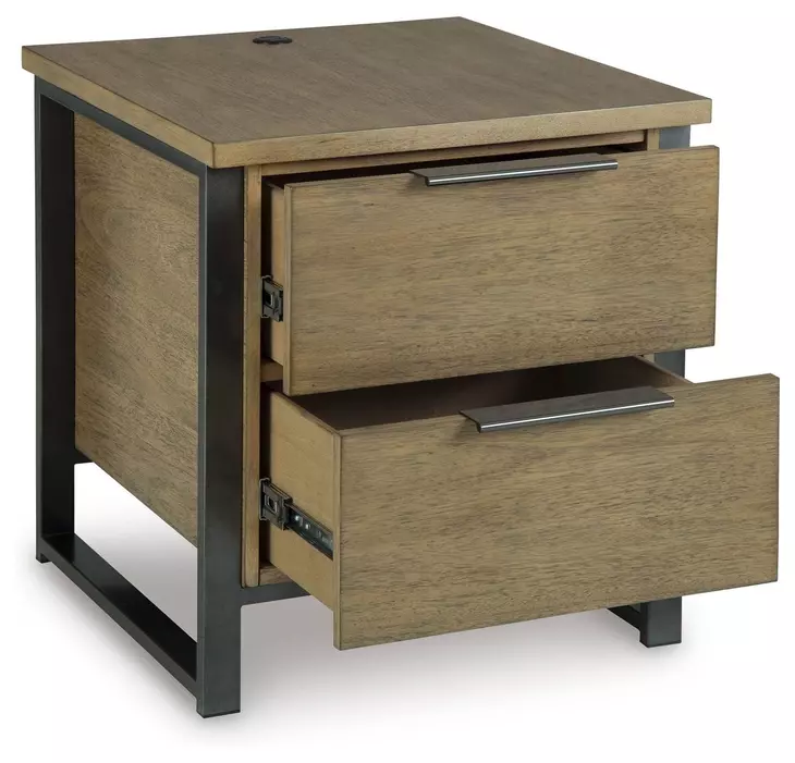Montia Light Brown and Gunmetal Gray Square Lift Top Occasional Table Set