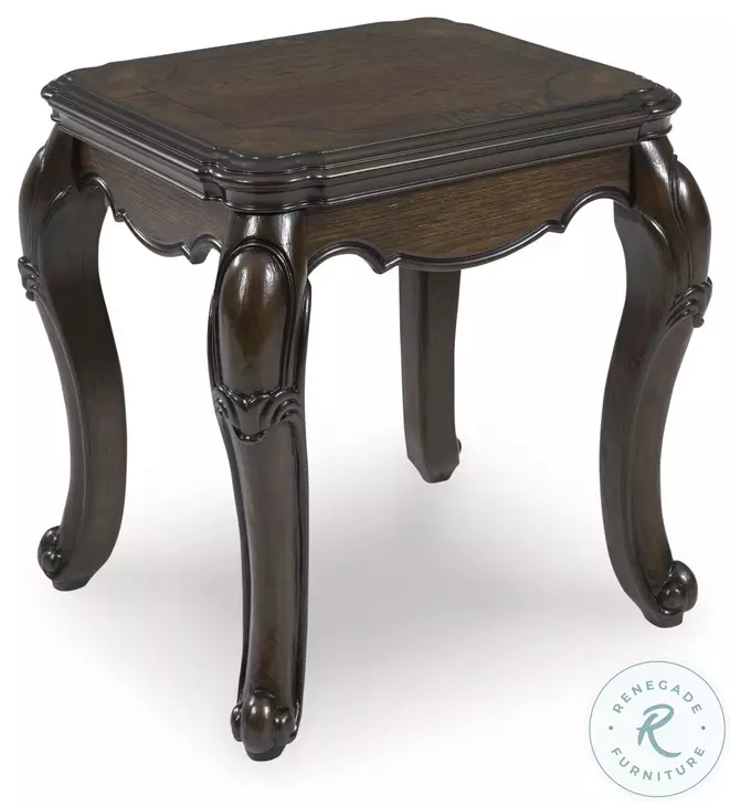 Maylee Dark Brown Rectangular End Table