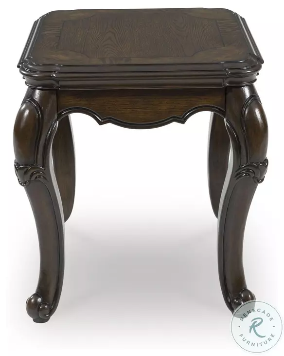 Maylee Dark Brown Rectangular End Table