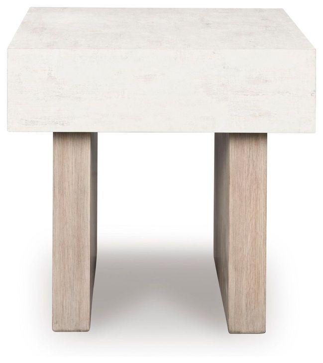 Jorlaina Light Grayish Brown And White Top Square End Table