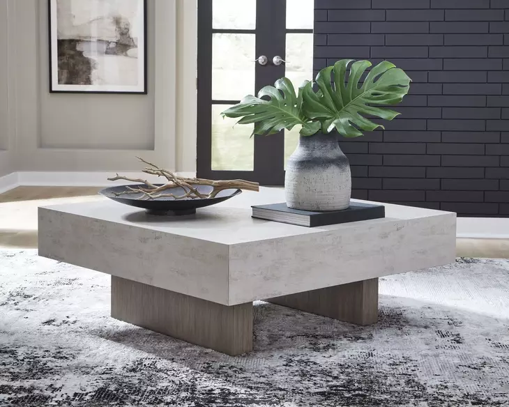 Jorlaina Light Grayish Brown Square Coffee Table