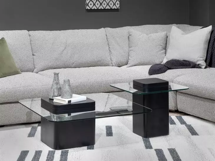 Donora Obsidian Square Glass Top End Table
