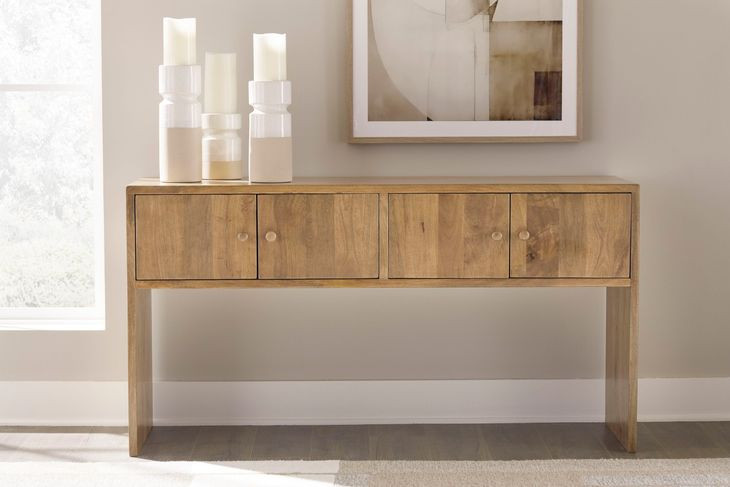 Ella Grove Rich Brown Rectangular Console Table