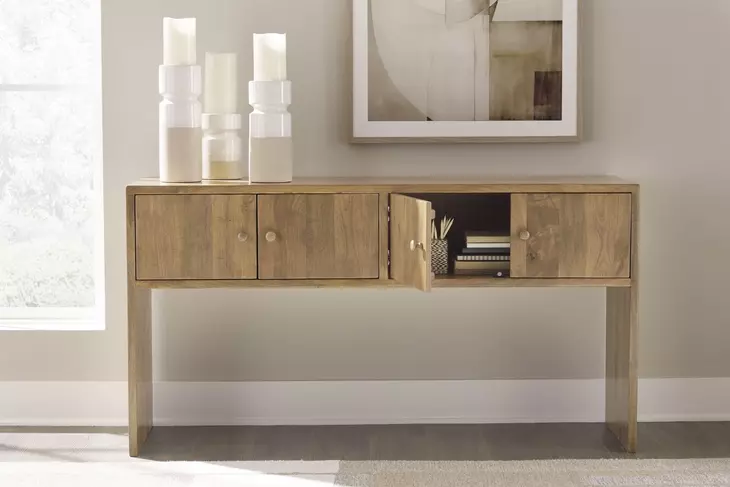 Ella Grove Rich Brown Rectangular Console Table