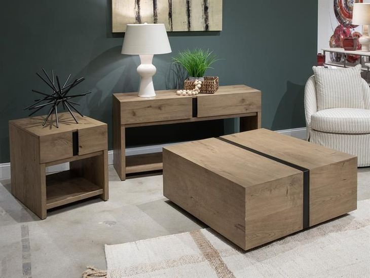 Ripley Rustic Caramel and Dark Bronze Rectangular End Table