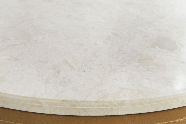 Alben Antique Gold and White Marble Top Round Cocktail Table
