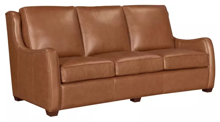 Channing Renaissance Cinnamon Leather Living Room Set with Nailhead Trim
