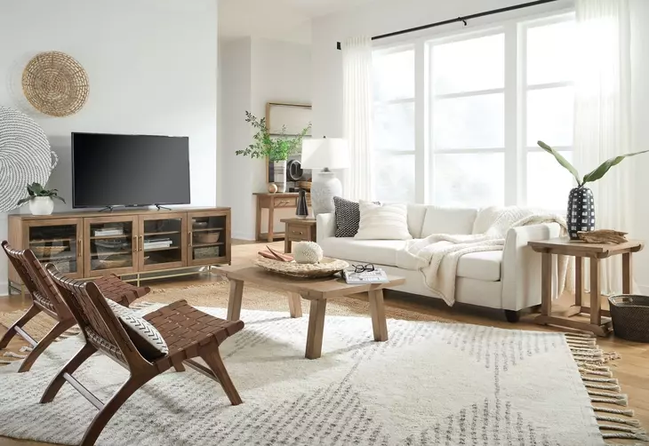 Lindon Belgian Wheat and Burnished Brass 70" TV Stand