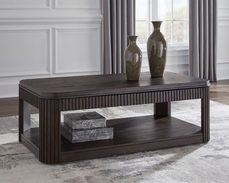Carlibrie Warm Brown Rectangular Lift Top Cocktail Table