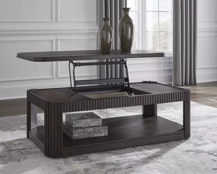 Carlibrie Warm Brown Rectangular Lift Top Cocktail Table