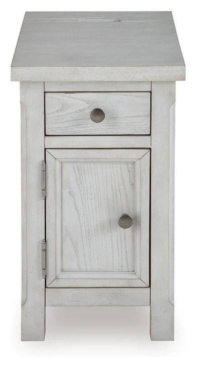 Robbinsdale Antique White Rectangular Chairside End Table with USB Charging