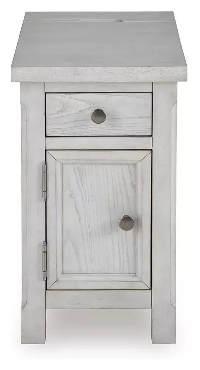 Robbinsdale Antique White Rectangular Chairside End Table with USB Charging