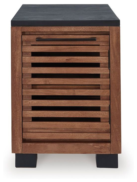 Kallari Warm Brown and Black Rectangular Chairside End Table