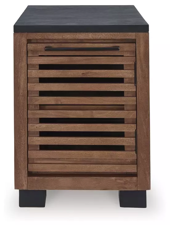 Kallari Warm Brown and Black Rectangular Chairside End Table