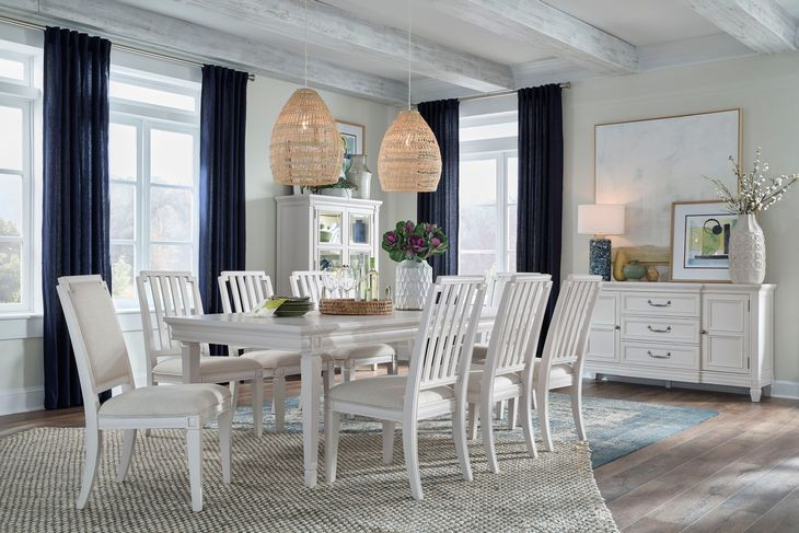 Silverwillow Egg Shell White Extendable Rectangular Dining Room Set