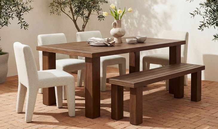 Marina Brown Outdoor Rectangular Dining Room Set