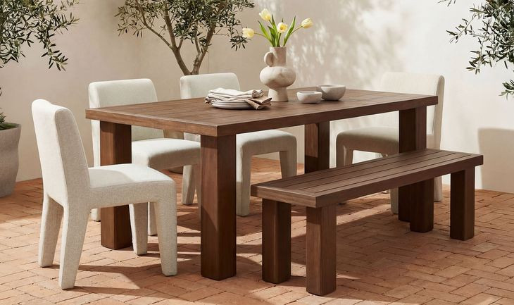 Marina Brown Outdoor Dining Bench