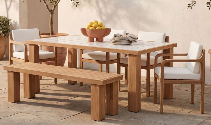 Marina Natural Outdoor Dining Bench