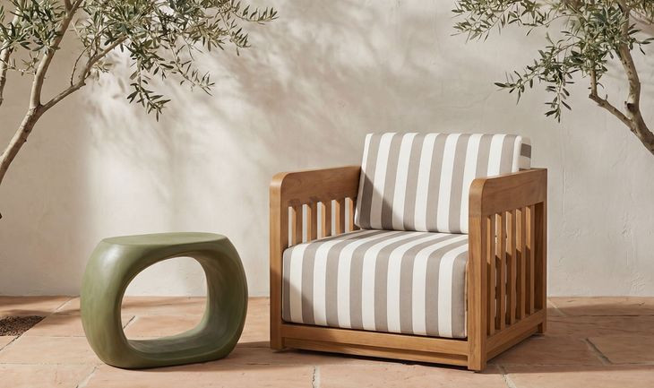 Adelaide Brown and White Upholstered Outdoor Accent Chair