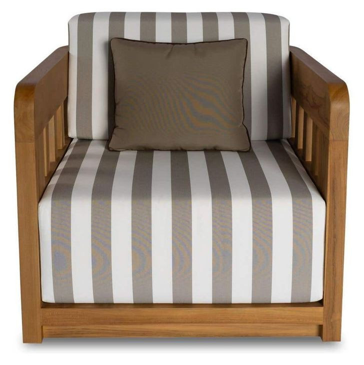 Adelaide Brown and White Upholstered Outdoor Accent Chair
