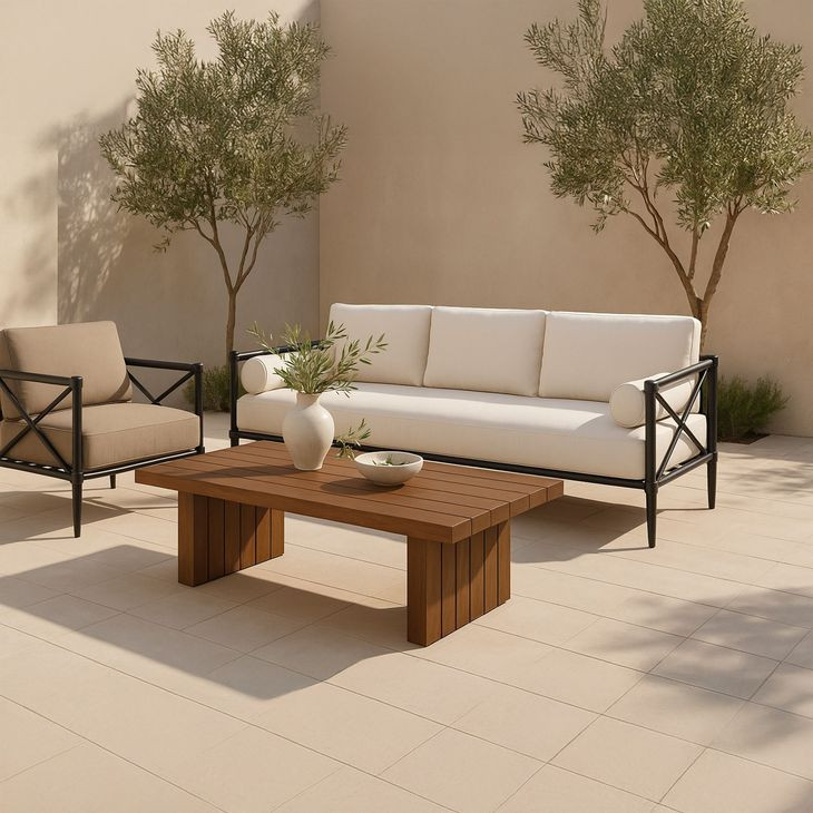 Denby Brown Outdoor Rectangular Occasional Table Set
